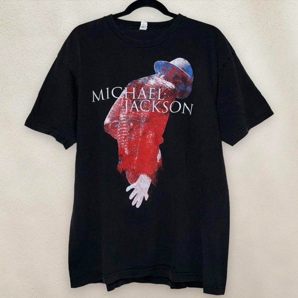Michael Jackson Graphic T-Shirt Black Short Sleeve Glove Tultex Size XL - Picture 1 of 4